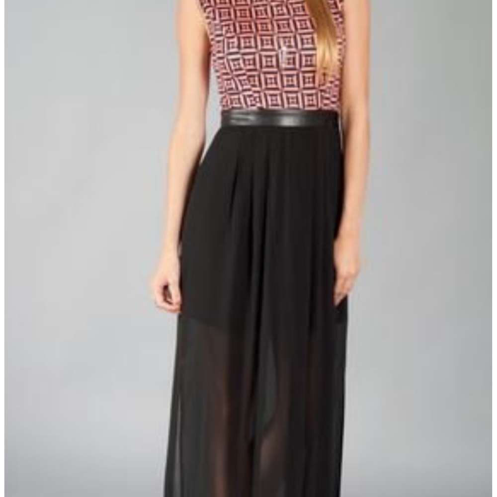 Sleeveless sheer long dress small maxi NWT open back high low skirt tank black - Picture 2 of 6